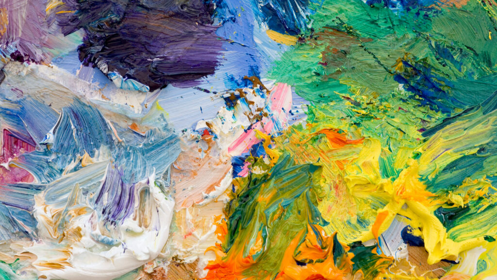 Abstract and colorful paint brushstrokes